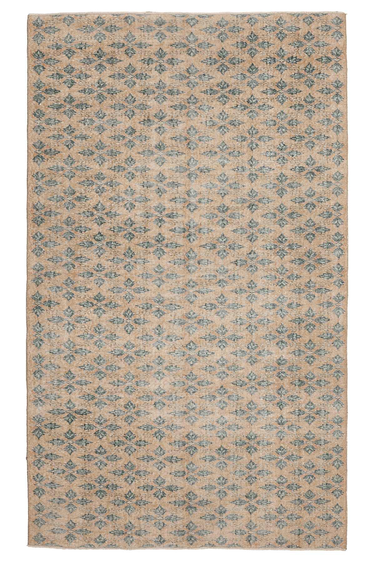 Vintage Isparta Turkish Area Rug 5x9 ft — Beige & Green Floral
