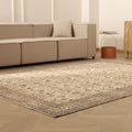 Vintage Isparta Turkish Area Rug 7x9 ft — Beige Floral