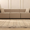 Vintage Isparta Turkish Area Rug 7x9 ft — Beige Floral