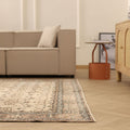 Vintage Isparta Turkish Area Rug 7x9 ft — Beige Floral