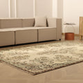 Vintage Isparta Turkish Area Rug 6x9 ft — Beige Floral