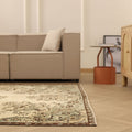 Vintage Isparta Turkish Area Rug 6x9 ft — Beige Floral