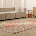 Vintage Isparta Turkish Area Rug 5x9 ft — Red & Beige Floral (No. 40844)