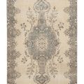 Vintage Isparta Turkish Area Rug 5x9 ft — Beige & Gray Floral (No. 40845)