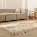 Vintage Isparta Turkish Area Rug 5x9 ft — Beige & Brown Floral (No. 40846)