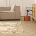 Vintage Isparta Turkish Area Rug 5x9 ft — Beige & Brown Floral (No. 40846)