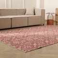 Vintage Isparta Turkish Area Rug 6x9 ft — Red & Pink Floral