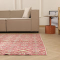 Vintage Isparta Turkish Area Rug 6x9 ft — Red & Pink Floral
