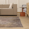Vintage Isparta Turkish Area Rug 5x9 ft — Gray Floral (No. 40856)