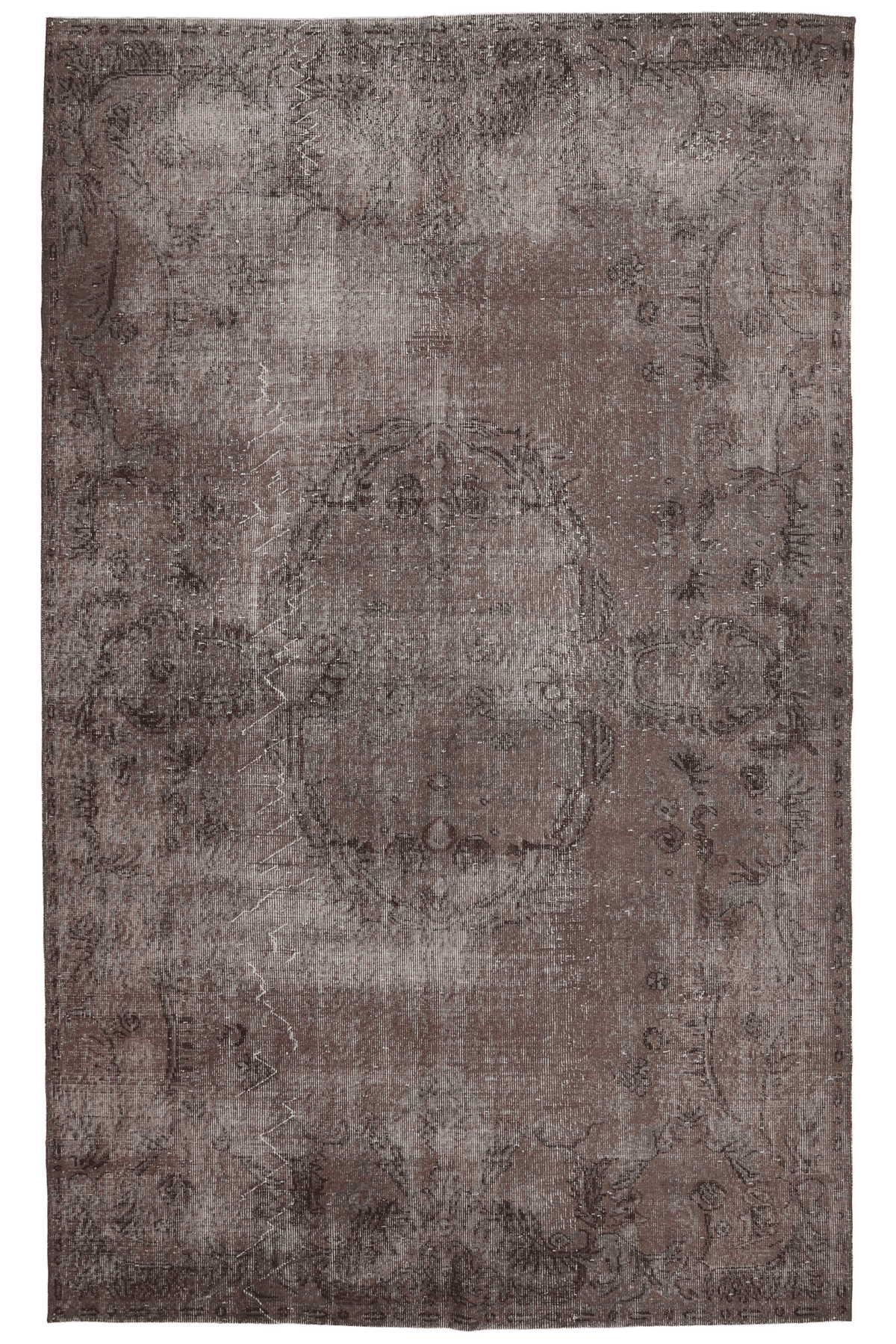 Vintage Isparta Turkish Area Rug 5x9 ft — Gray Floral (No. 40856)