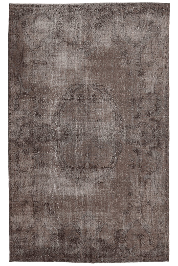 Vintage Isparta Turkish Area Rug 5x9 ft — Gray Floral (No. 40856)