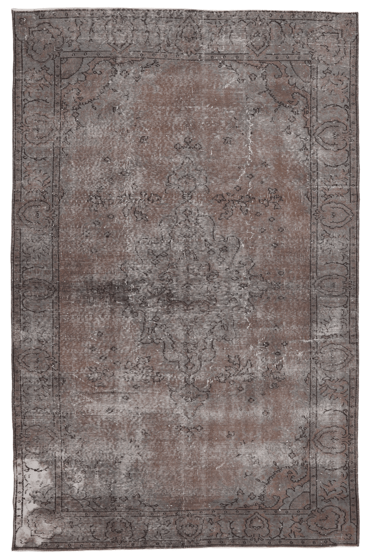 Vintage Isparta Turkish Area Rug 5x8 ft — Gray Floral (No. 40857)