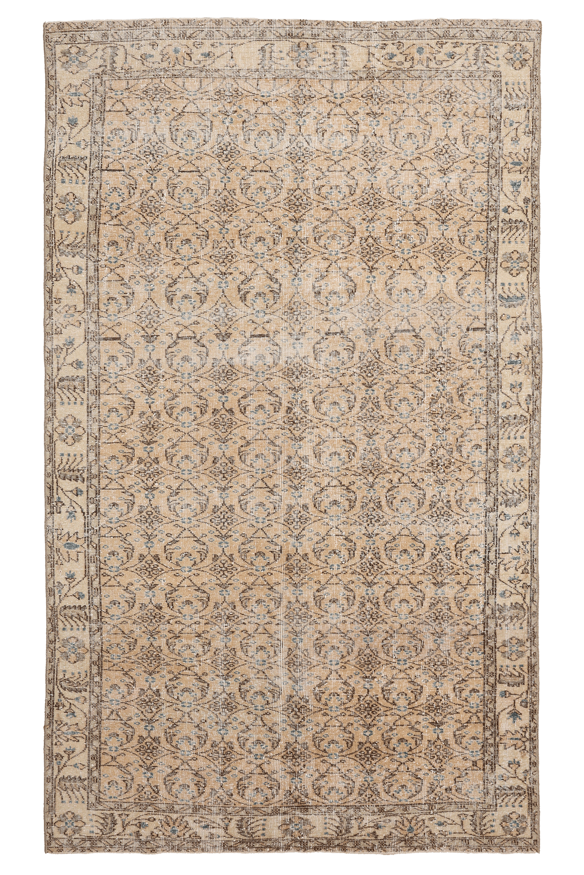 Vintage Isparta Turkish Area Rug 5x8 ft — Orange Floral