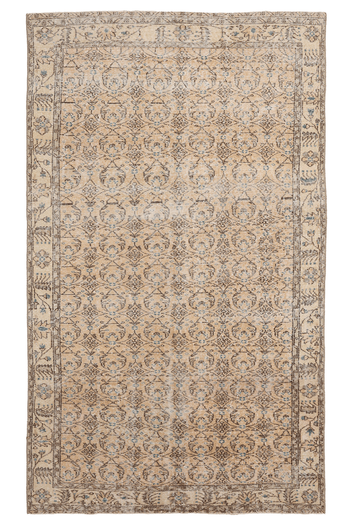 Vintage Isparta Turkish Area Rug 5x8 ft — Orange Floral