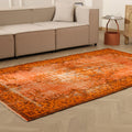 Vintage Isparta Turkish Area Rug 5x8 ft — Orange Floral (No. 40863)