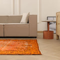 Vintage Isparta Turkish Area Rug 5x8 ft — Orange Floral (No. 40863)