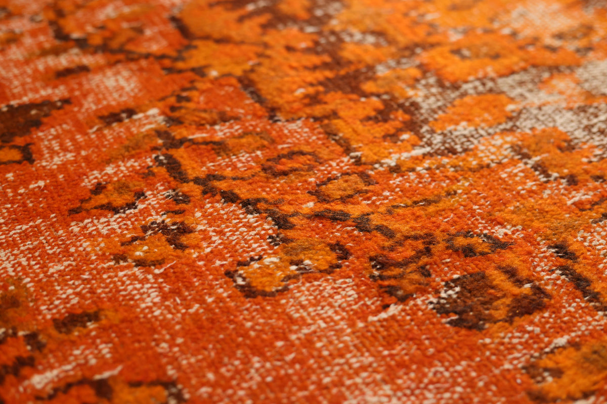 Vintage Isparta Turkish Area Rug 5x8 ft — Orange Floral (No. 40863)