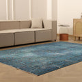 Vintage Isparta Turkish Area Rug 6x9 ft — Blue & Green Overdyed