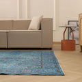 Vintage Isparta Turkish Area Rug 6x9 ft — Blue & Green Overdyed