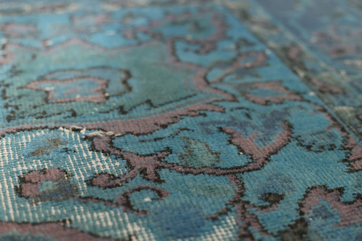 Vintage Isparta Turkish Area Rug 6x9 ft — Blue & Green Overdyed