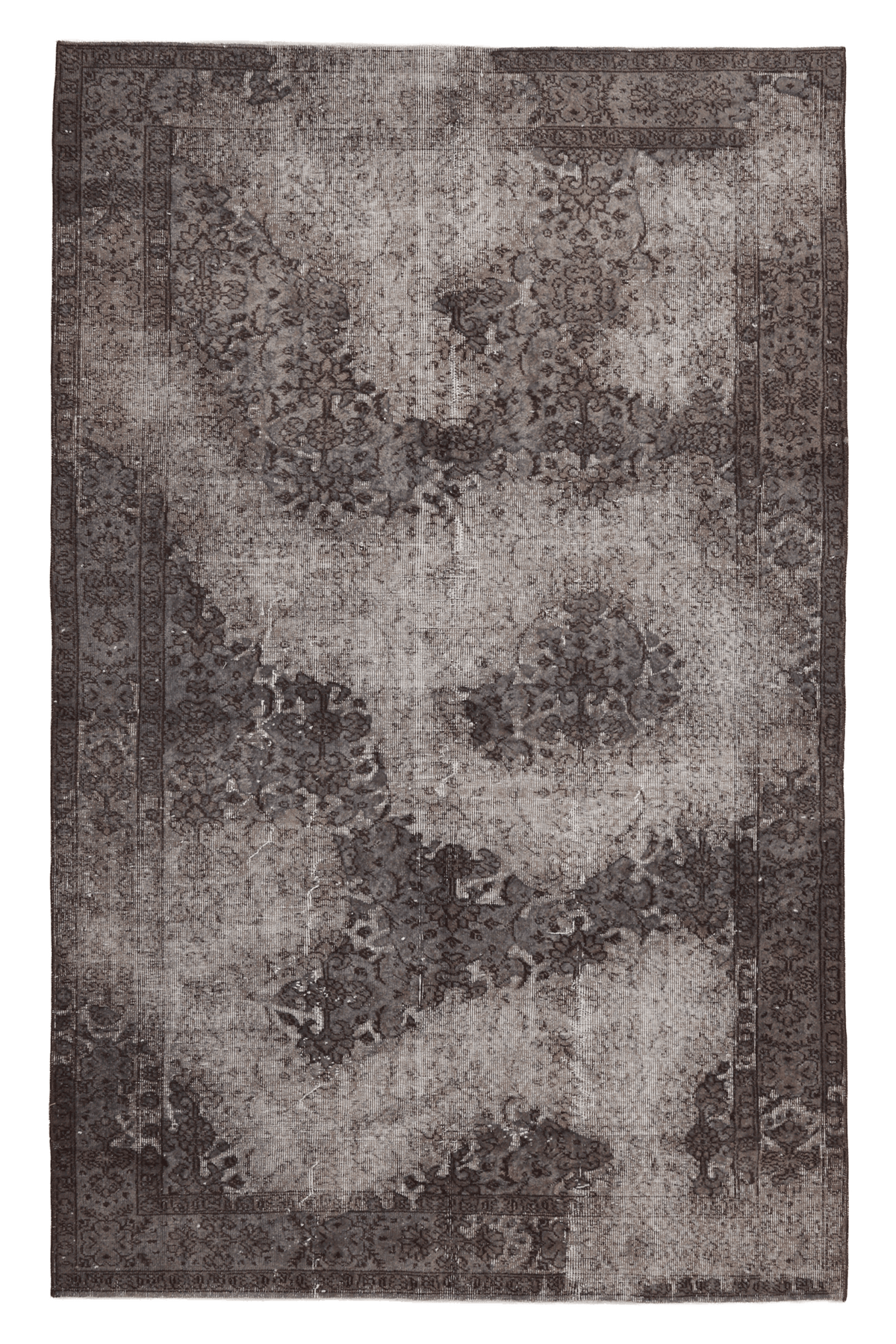 Vintage Isparta Turkish Area Rug 5x9 ft — Gray Floral (No. 40868)