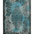 Vintage Isparta Turkish Area Rug 5x8 ft — Blue & Brown Floral