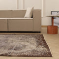 Vintage Isparta Turkish Area Rug 6x9 ft — Gray & Brown Floral (No. 40872)