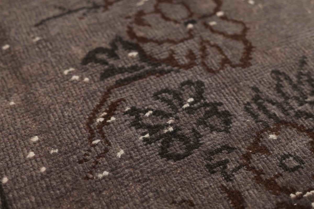 Vintage Isparta Turkish Area Rug 6x9 ft — Gray & Brown Floral (No. 40872)