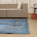 Vintage Isparta Turkish Area Rug 5x9 ft — Blue Floral (No. 40873)