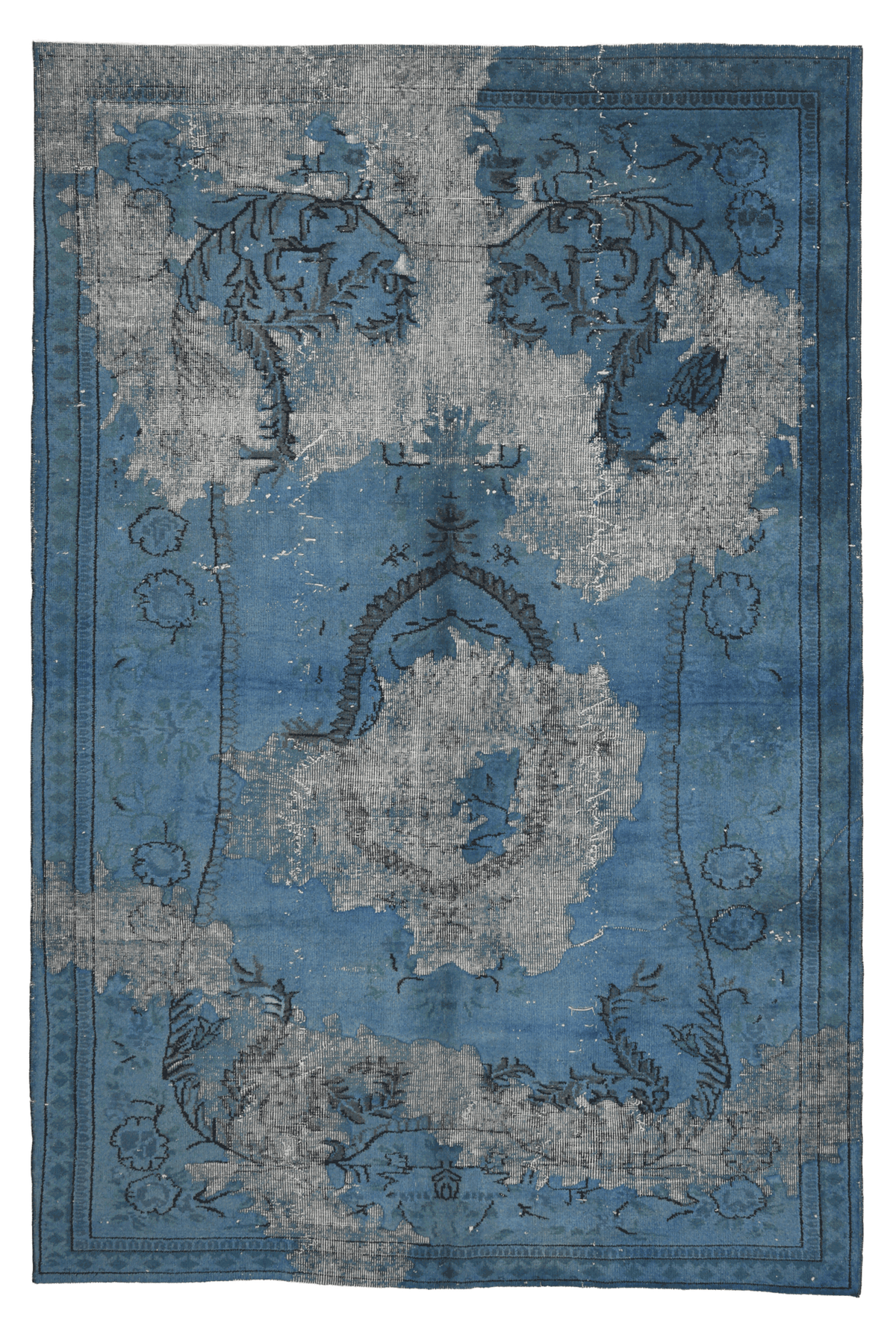 Vintage Isparta Turkish Area Rug 5x9 ft — Blue Floral (No. 40873)