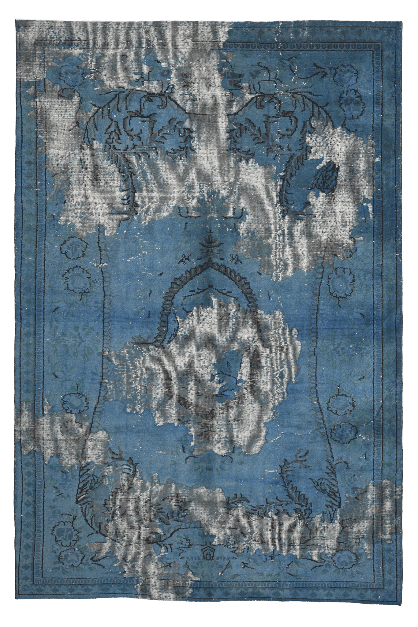 Vintage Isparta Turkish Area Rug 5x9 ft — Blue Floral (No. 40873)
