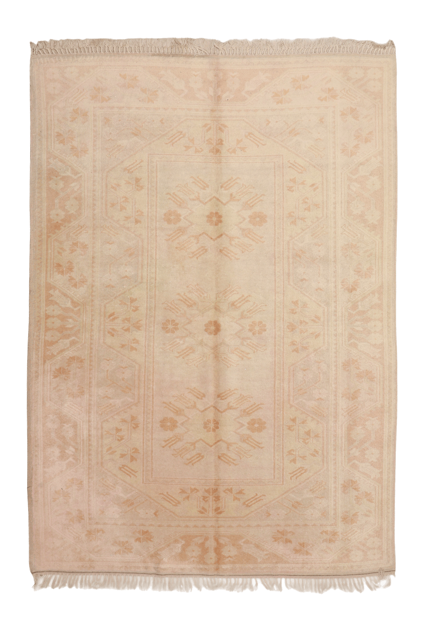 Vintage Muğla Turkish Area Rug 5x7 ft — Beige Floral