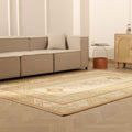 Vintage Muğla Turkish Area Rug 6x9 ft — Beige & Brown Geometric