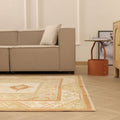 Vintage Muğla Turkish Area Rug 6x9 ft — Beige & Brown Geometric