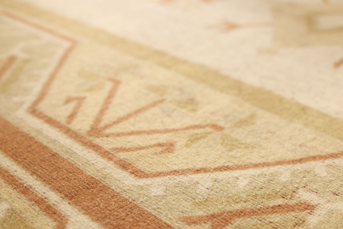 Vintage Muğla Turkish Area Rug 6x9 ft — Beige & Brown Geometric