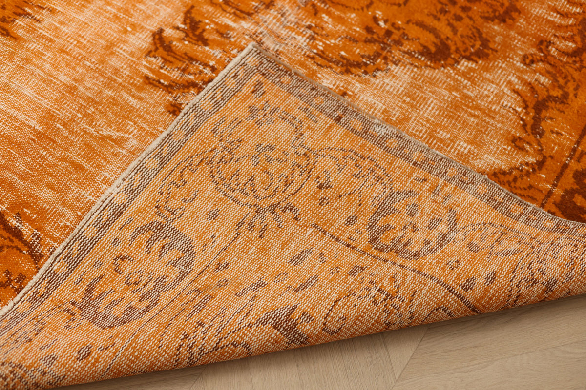 Vintage Isparta Turkish Area Rug 5x7 ft — Orange Floral