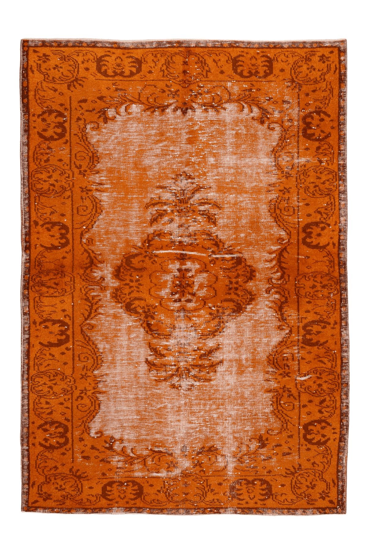 Vintage Isparta Turkish Area Rug 5x7 ft — Orange Floral