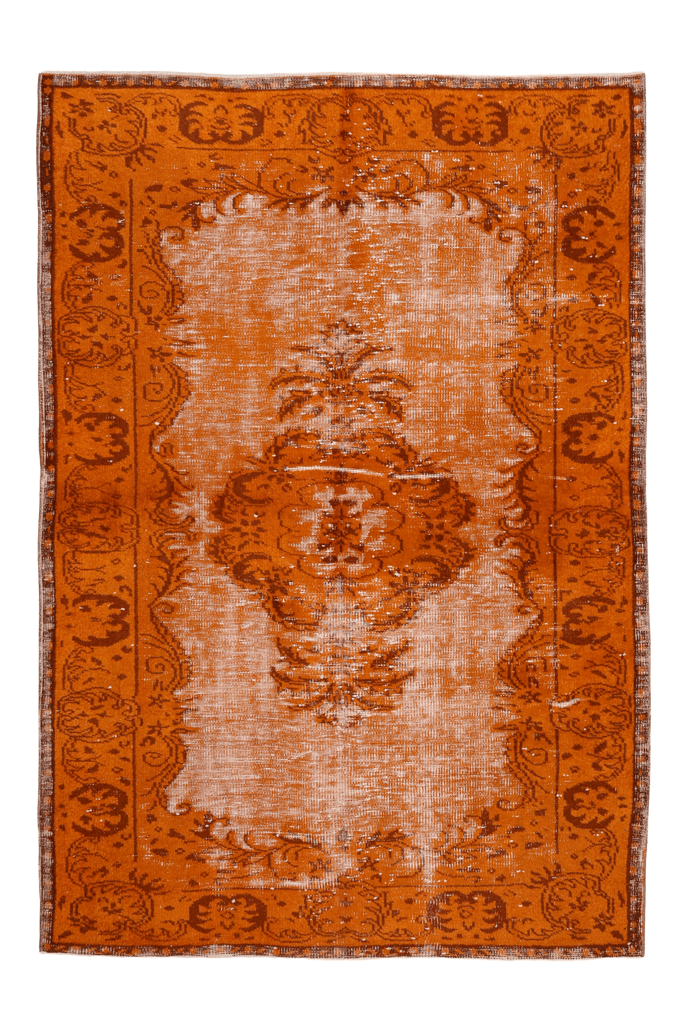 Vintage Isparta Turkish Area Rug 5x7 ft — Orange Floral