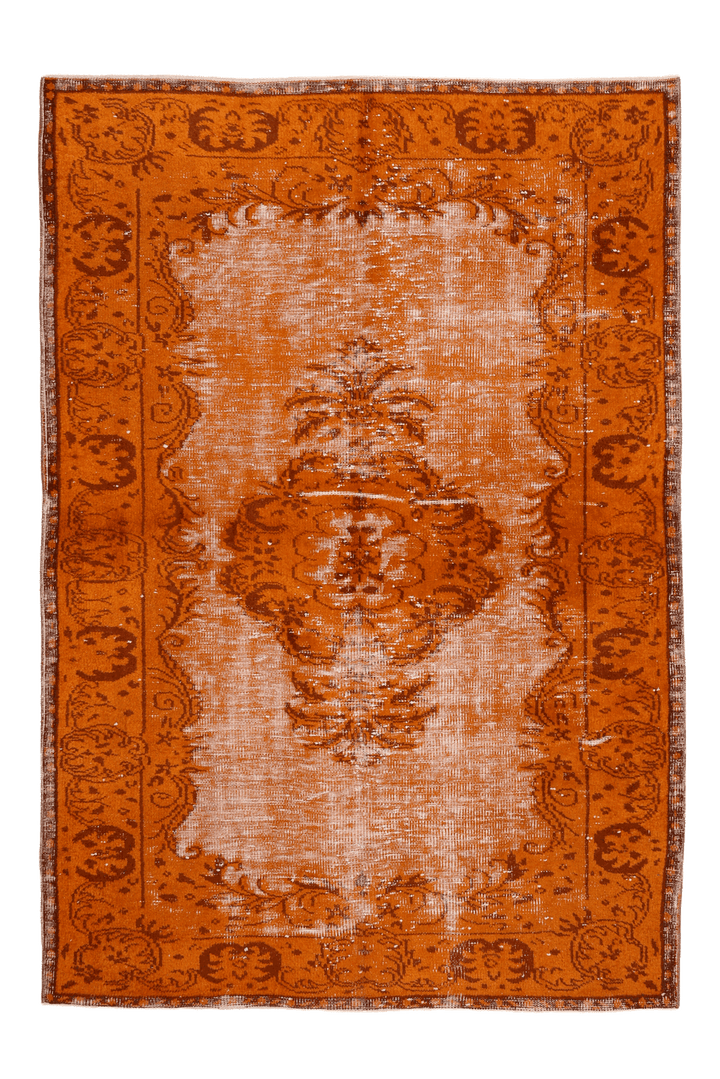 Vintage Isparta Turkish Area Rug 5x7 ft — Orange Floral