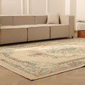 Vintage Isparta Turkish Area Rug 7x10 ft — Beige & Green Floral (No. 40885)