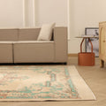 Vintage Isparta Turkish Area Rug 7x10 ft — Beige & Green Floral (No. 40885)