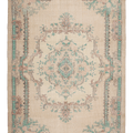 Vintage Isparta Turkish Area Rug 7x10 ft — Beige & Green Floral (No. 40885)