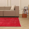 Vintage Isparta Turkish Area Rug 6x9 ft — Red Overdyed (No. 40889)