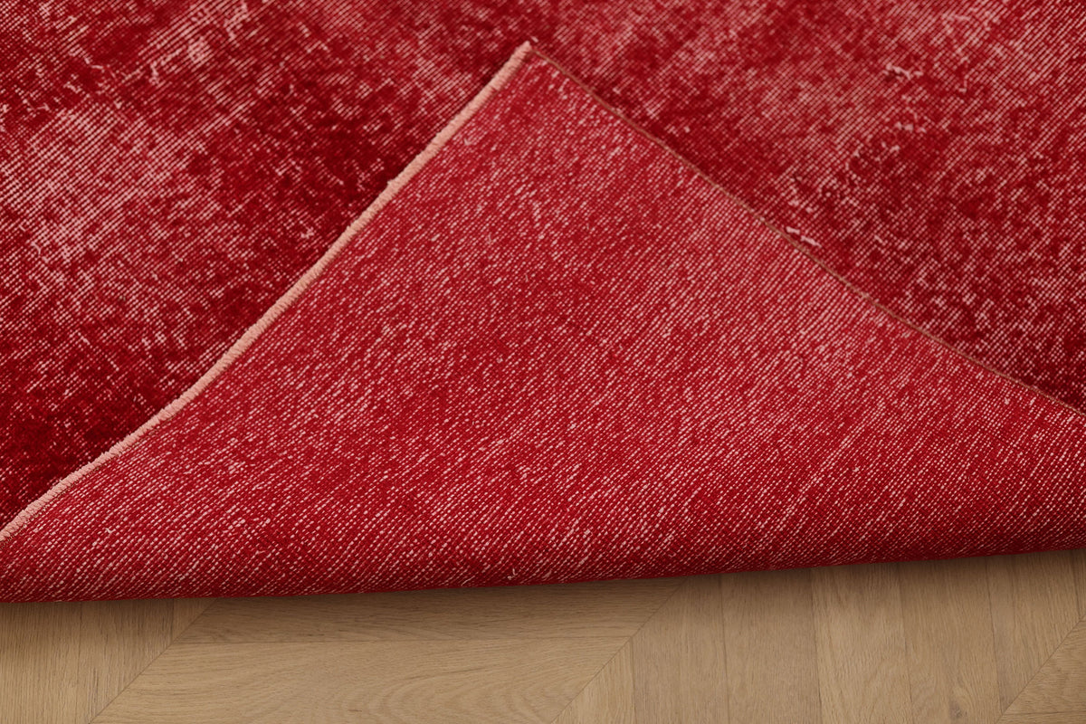 Vintage Isparta Turkish Area Rug 6x9 ft — Red Overdyed (No. 40889)