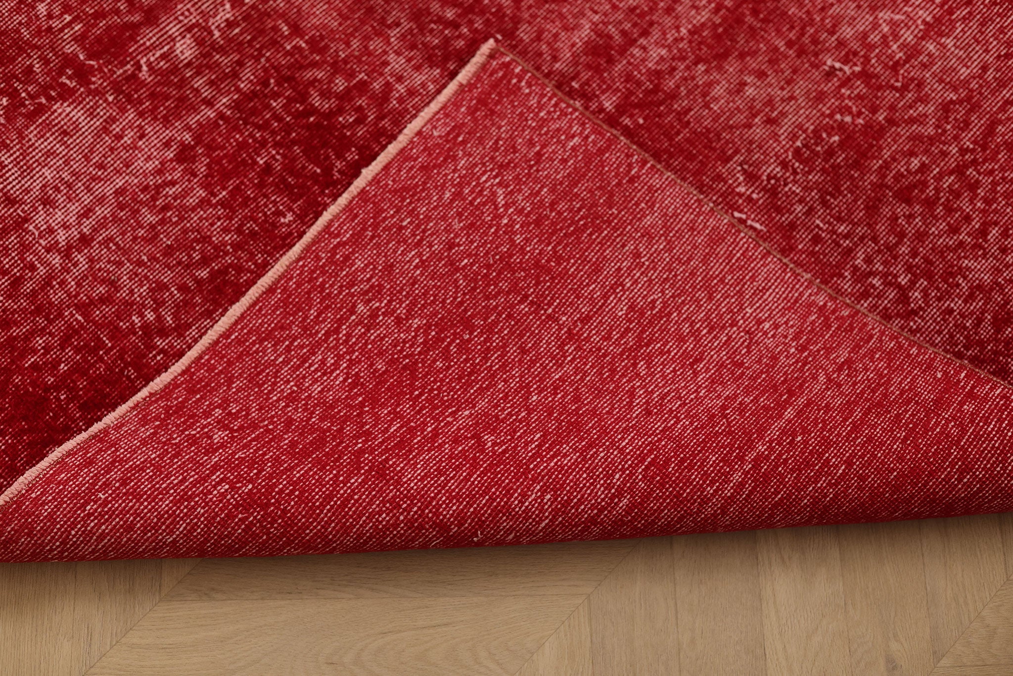 Vintage Isparta Turkish Area Rug 6x9 ft — Red Overdyed (No. 40889)