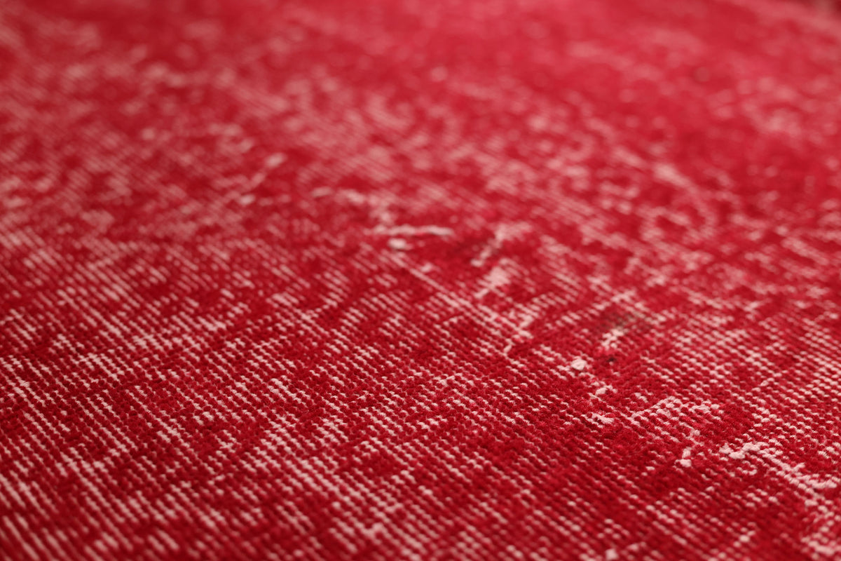 Vintage Isparta Turkish Area Rug 6x9 ft — Red Overdyed (No. 40889)