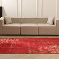 Vintage Isparta Turkish Area Rug 5x8 ft — Red Floral
