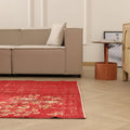 Vintage Isparta Turkish Area Rug 5x8 ft — Red Floral