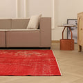 Vintage Isparta Turkish Area Rug 6x9 ft — Red Overdyed (No. 40892)