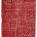 Vintage Isparta Turkish Area Rug 6x9 ft — Red Overdyed (No. 40892)